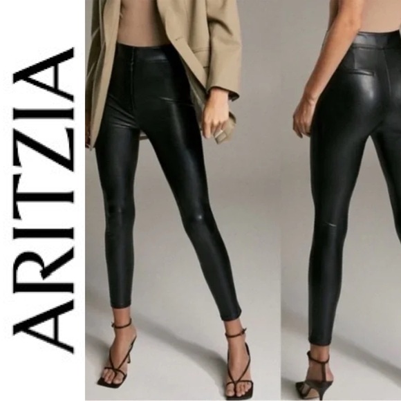 Babaton Pants - Aritzia Babaton Caspian vegan leather black leggings size 6
